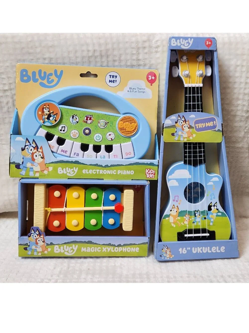 BLUEY Musical Instruments - Set of Three (3) Ukulele Piano Xylophone - NEW NWT